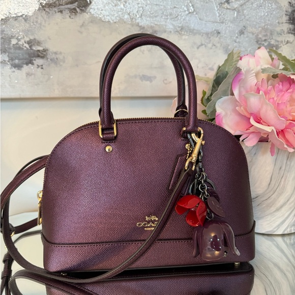 Coach Handbags - Coach Mini Sierra, Purple, Metallic Raspberry cross grain leather, shoulder bag